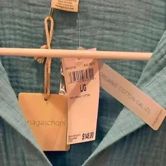 NWT!  MAGASCHONI Aqua Cotton Tunic Top Shirt Blouse Size Large AMAZING! - Picture 14 of 16